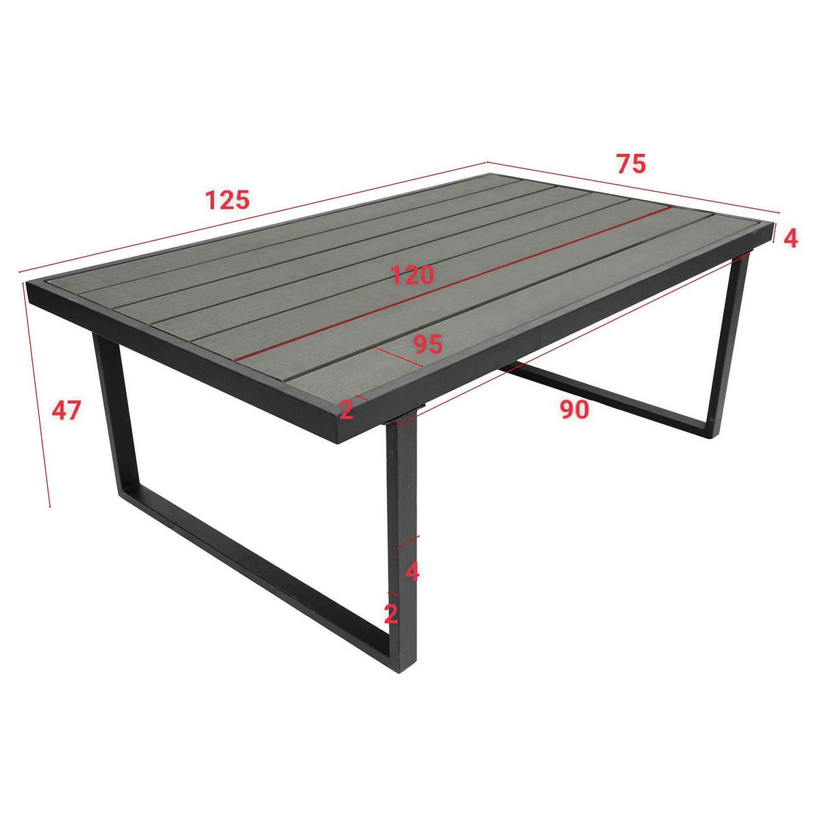 LOUNGESET - 3-teilig - Eisen / Webstoff - Grau / Anthrazit - Schwarz/Grau, Kunststoff/Textil - home24