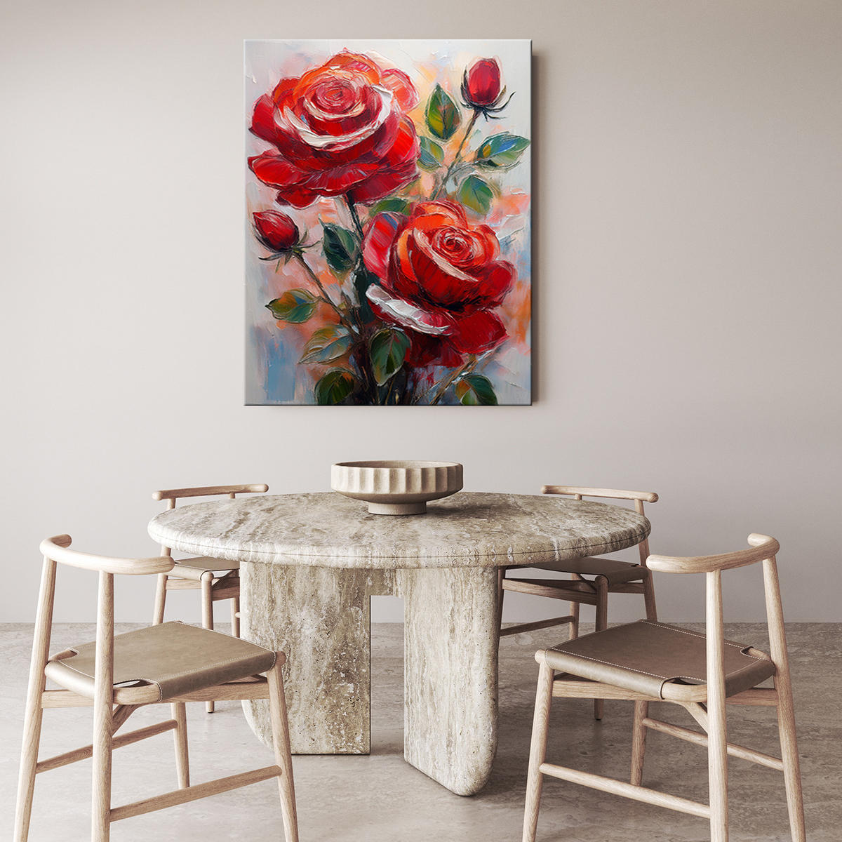 WANDBILD gemalte rote rosen - Rot, Textil (40/60cm) - Feeby