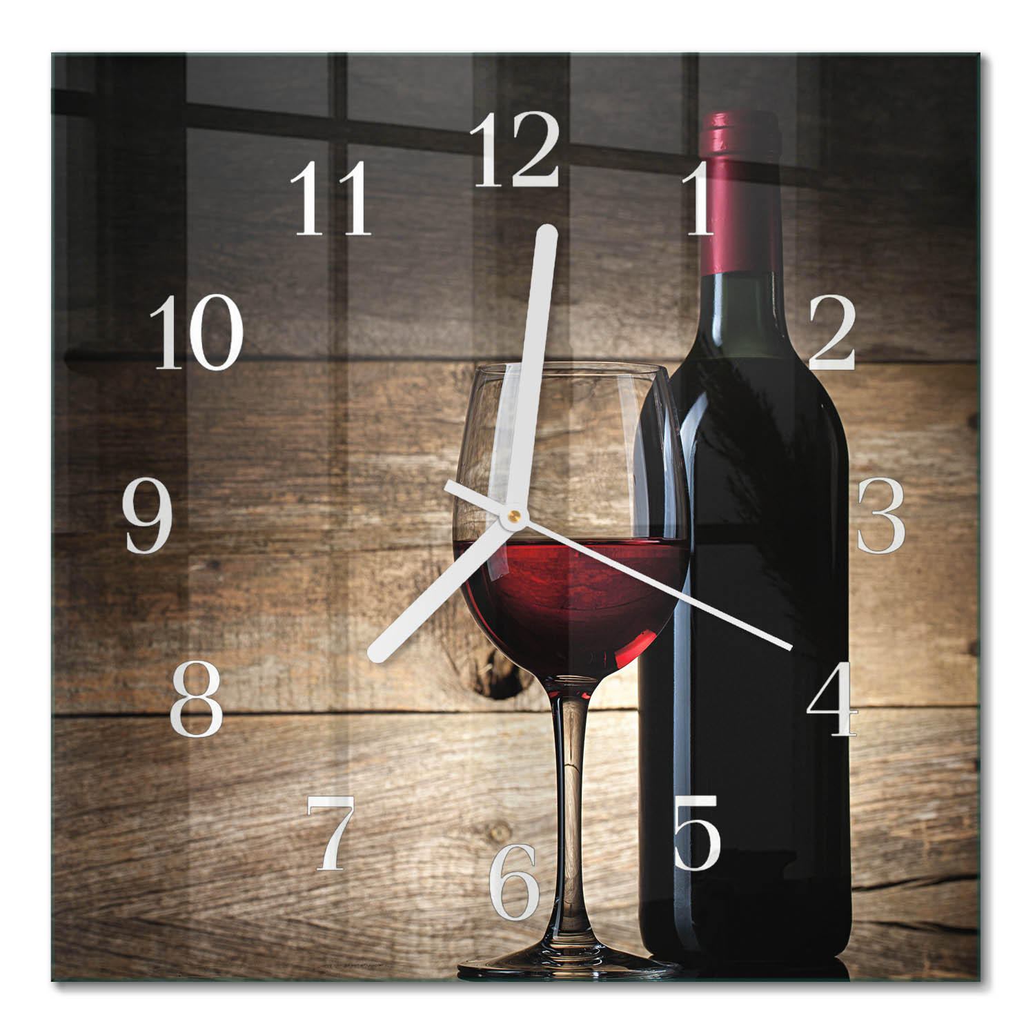 WANDUHR 30x30 cm - Wein - Rot, Glas (30/30/0.4cm) - TULUP