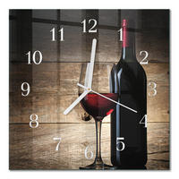 WANDUHR 30x30 cm - Wein - Rot, Glas (30/30/0.4cm) - TULUP