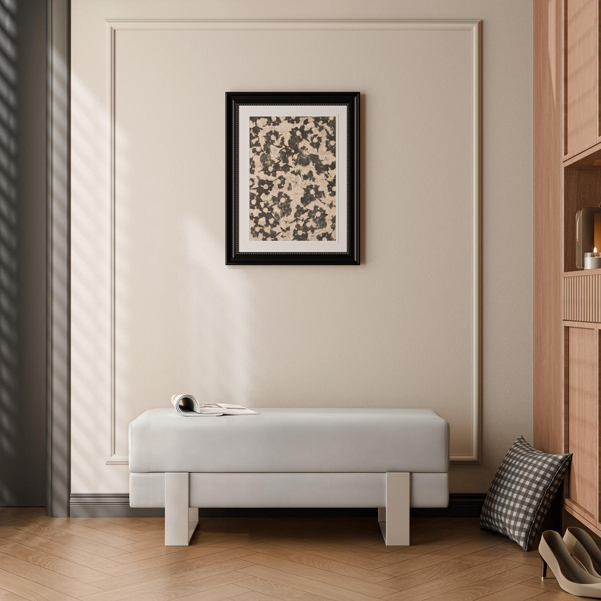 POLSTERBANK RIVA 80 cm Kaschmir / Grau ,Metallgestell - Grau, Metall (80/47/35cm) - Idohome