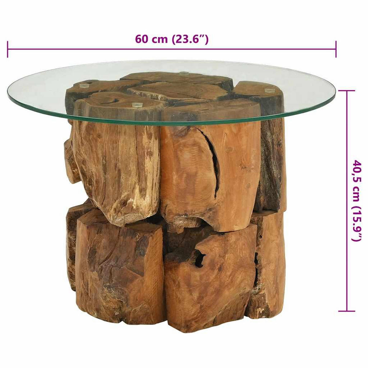 COUCHTISCH Massivholz Teak Treibholz 60 Cm - Braun, Holz (60/40/60cm) - vidaXL