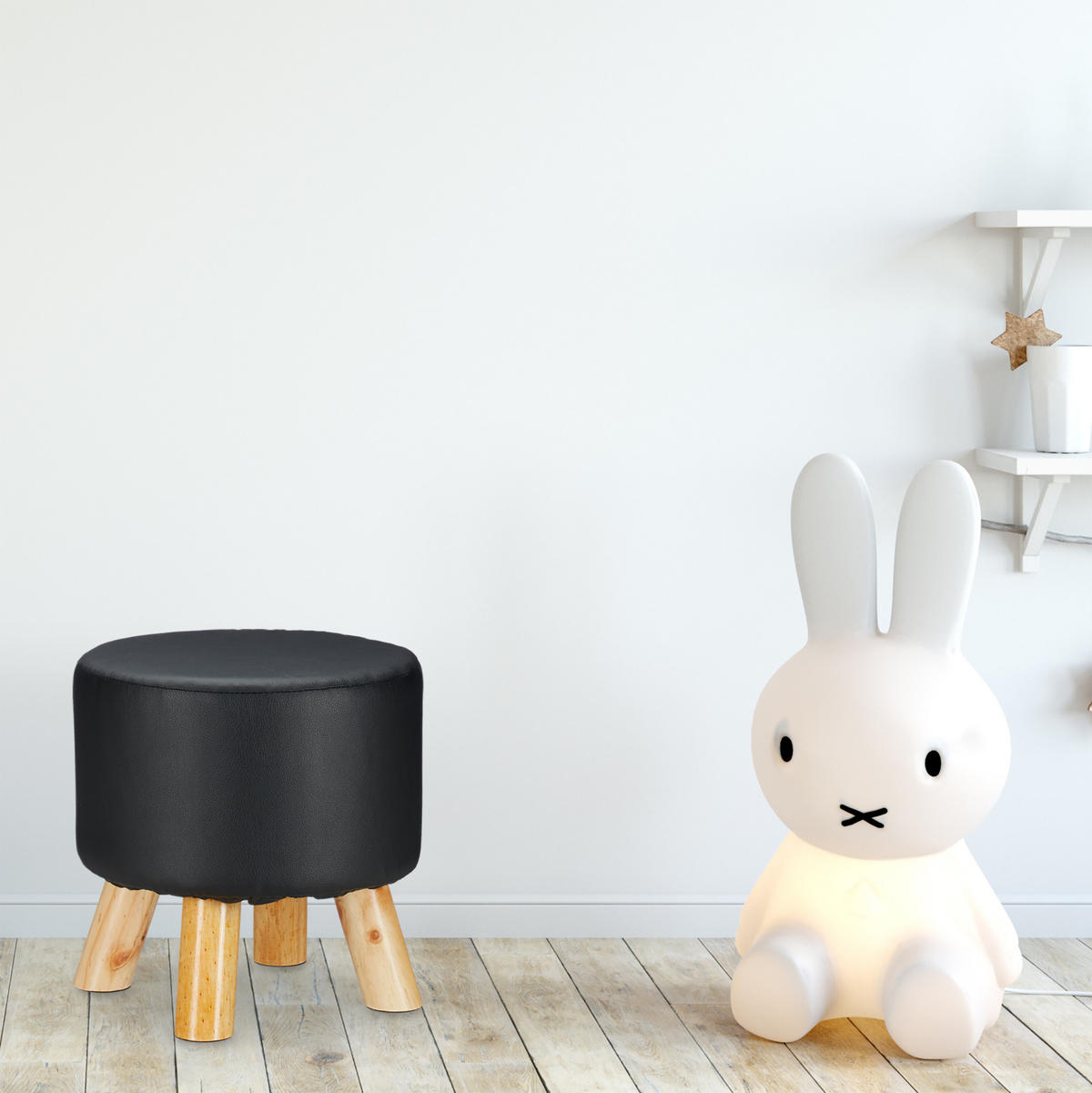 HOCKER - Schwarz, Holz/Holzwerkstoff (30/30/30cm) - Relaxdays