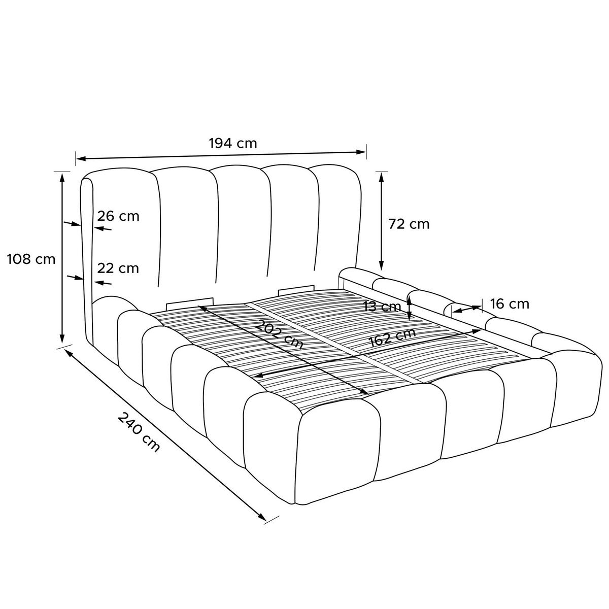 POLSTERBETT MERIDE Chenille, Dunkelgrau - Dunkelgrau/Schwarz, Holz/Textil (160/200cm) - KONSIMO®