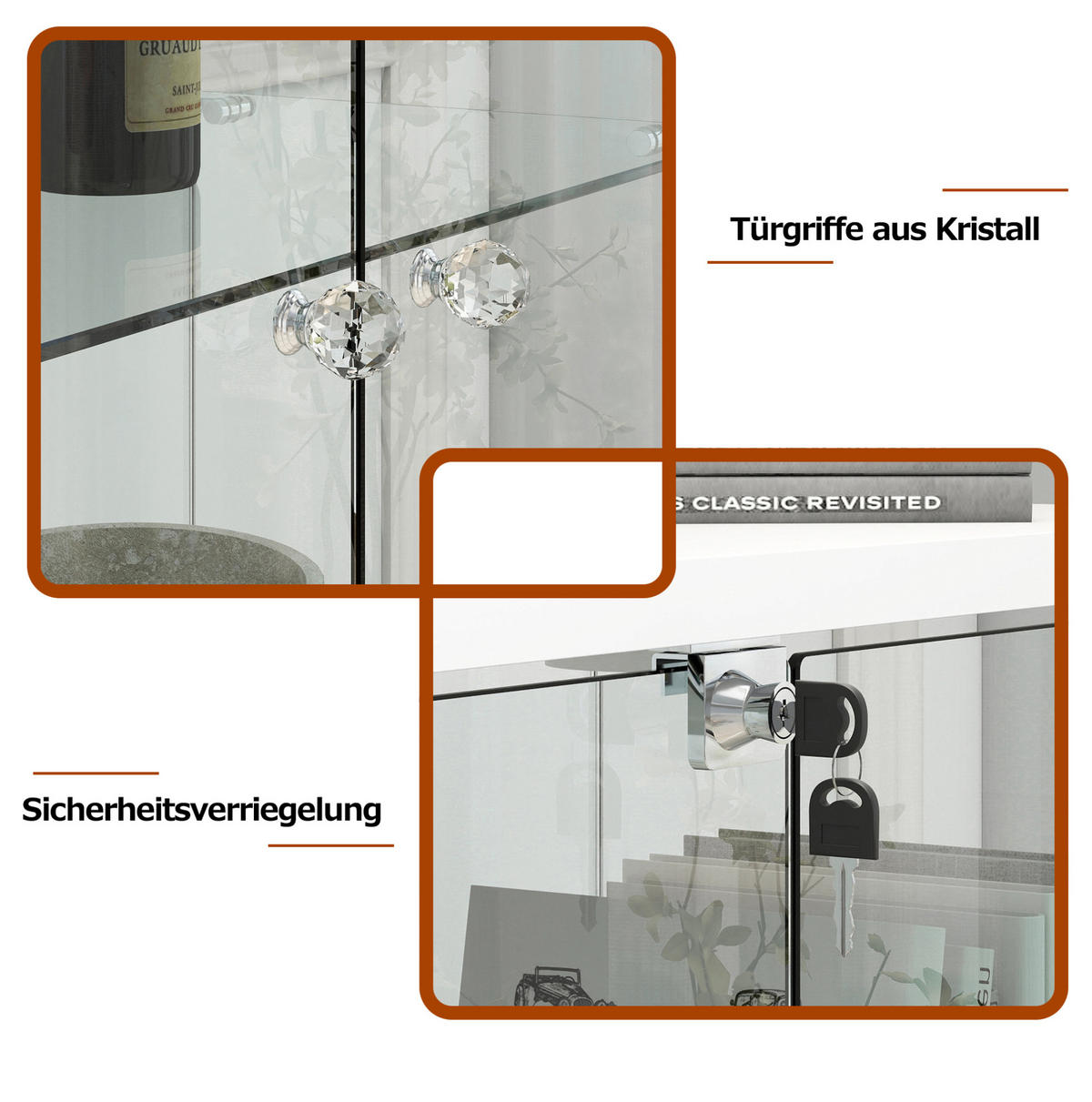 VITRINE 42.5/36.5/167 cm Weiß aus MDF und Glas mit LED-Beleuchtung - Weiß, Holzwerkstoff (36.5/167/42.5cm) - OKMYHOME