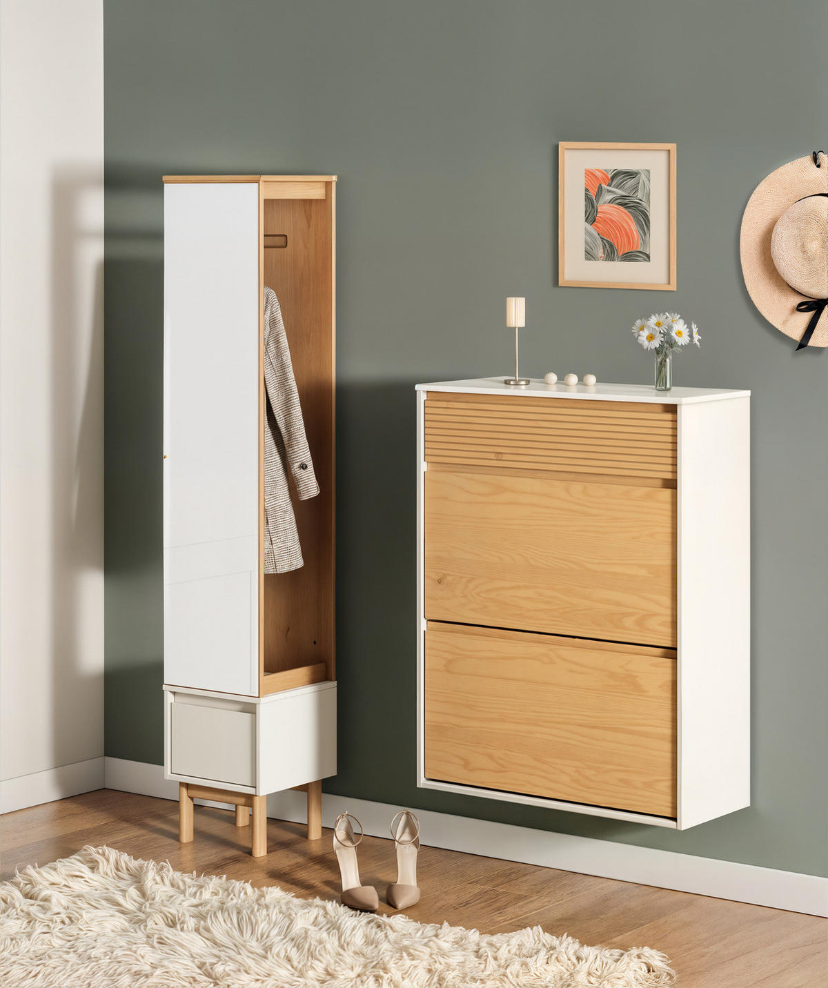 MASSIVE SCHUHKOMMODE - Pinie / Kaschmir - Kaschmir/Pinienfarben, Holz (80/106/35cm) - home24