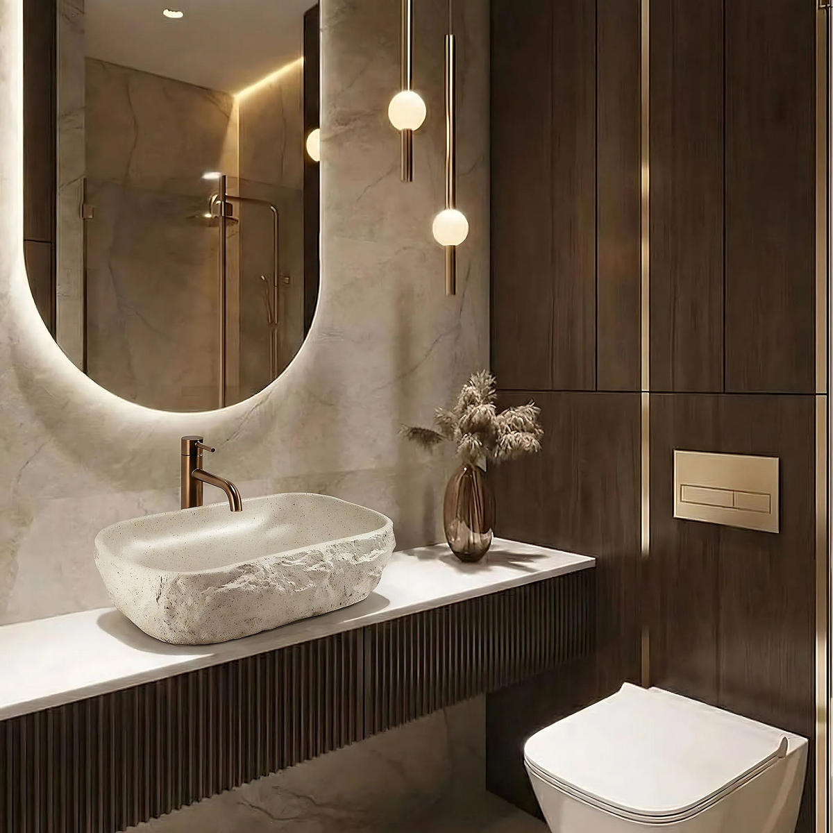 AUFSATZWASCHBECKEN Rea Bianka - Beige, Keramik (33/13/46cm) - REA