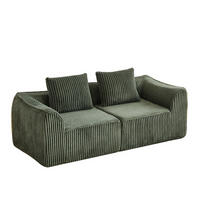 2-SITZER SOFA Cord Grün mit 2 Kissen - Grün, Textil (185/72.5/101cm) - WISHDOR