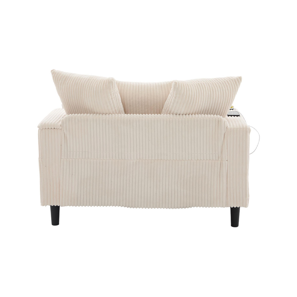 CHAISELONGUE 129/170/70 cm mit LED-Beleuchtung, USB-Ladeanschluss, Stauraum und Becherhaltern, Beige - Beige, Textil (170/70/129cm) - Redom