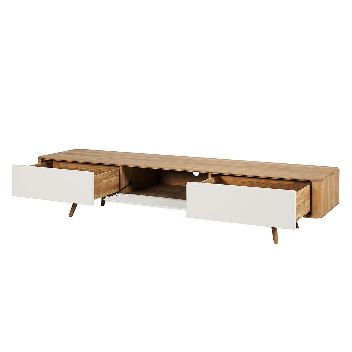 TV-LOWBOARD - Wildeiche teilmassiv - Wildeiche/Weiß, Holzwerkstoff (225/45/42cm) - home24