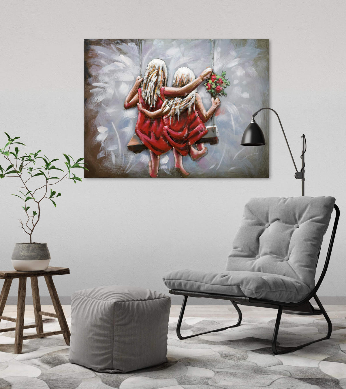 METALLBILD Rot 80/60 cm - Rot/Grau, Metall (5.2/60cm) - KUNSTLOFT