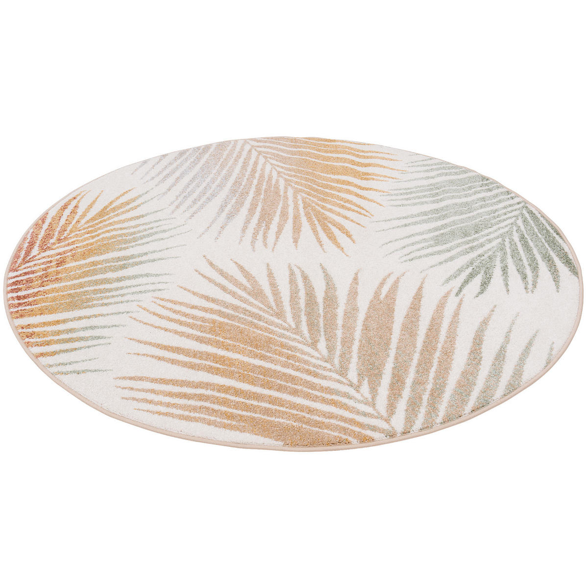 DESIGNER TEPPICH FARO TROPICAL BLÄTTER RUND - Naturfarben, Textil (160/160cm) - Pergamon