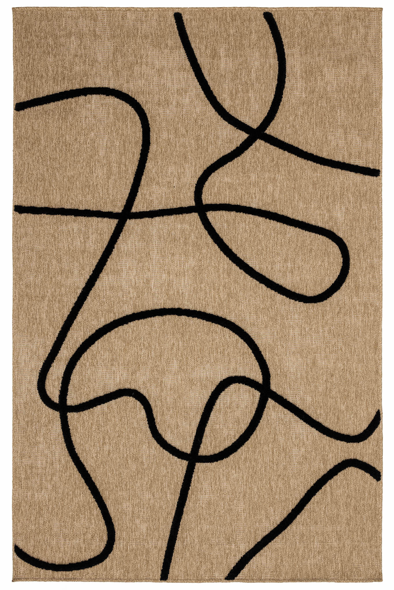TEPPICH mit Jute-Optik Linien schwarz Palma 160x230 cm - Schwarz, Textil (160/230cm) - Nazar Rugs
