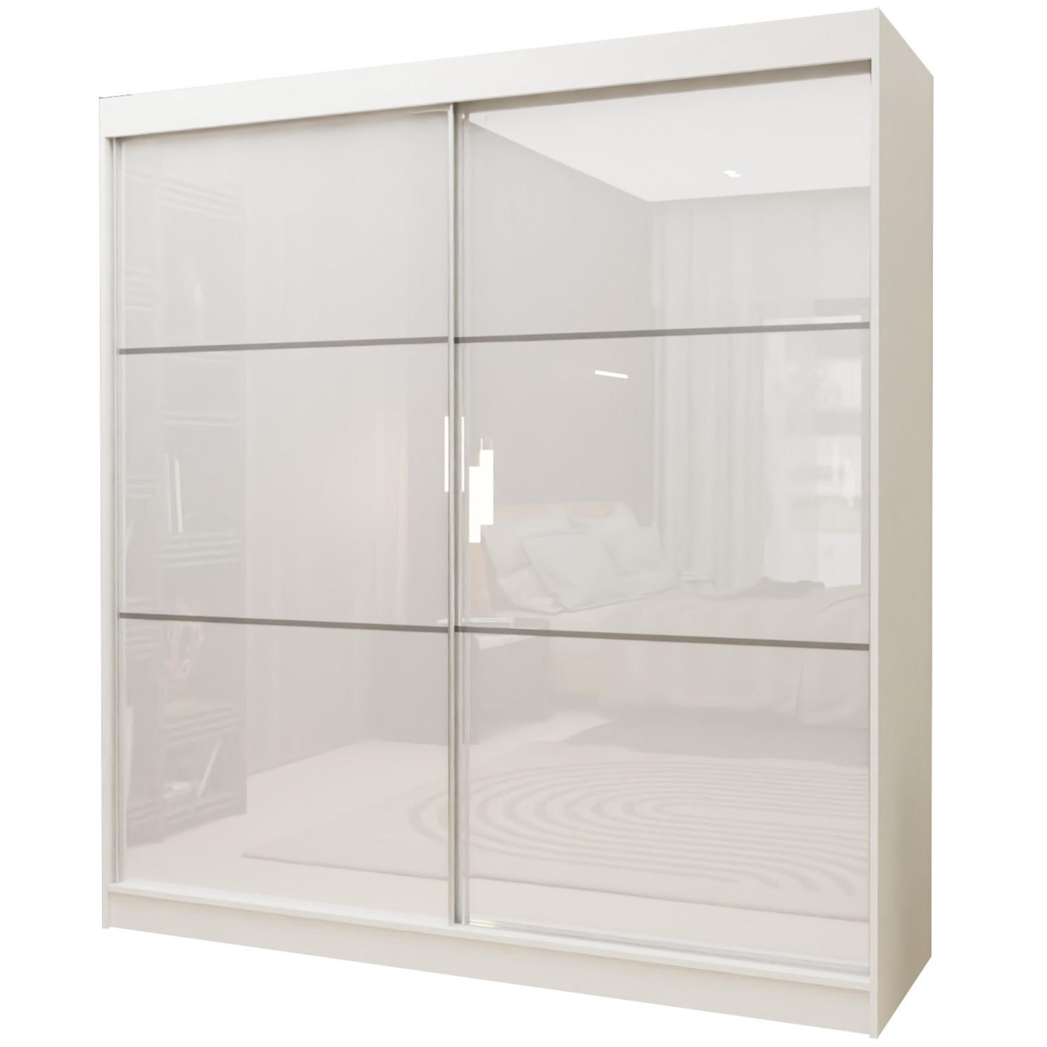 Masseno Schwebetürenschrank Weiß 200x216x61 cm