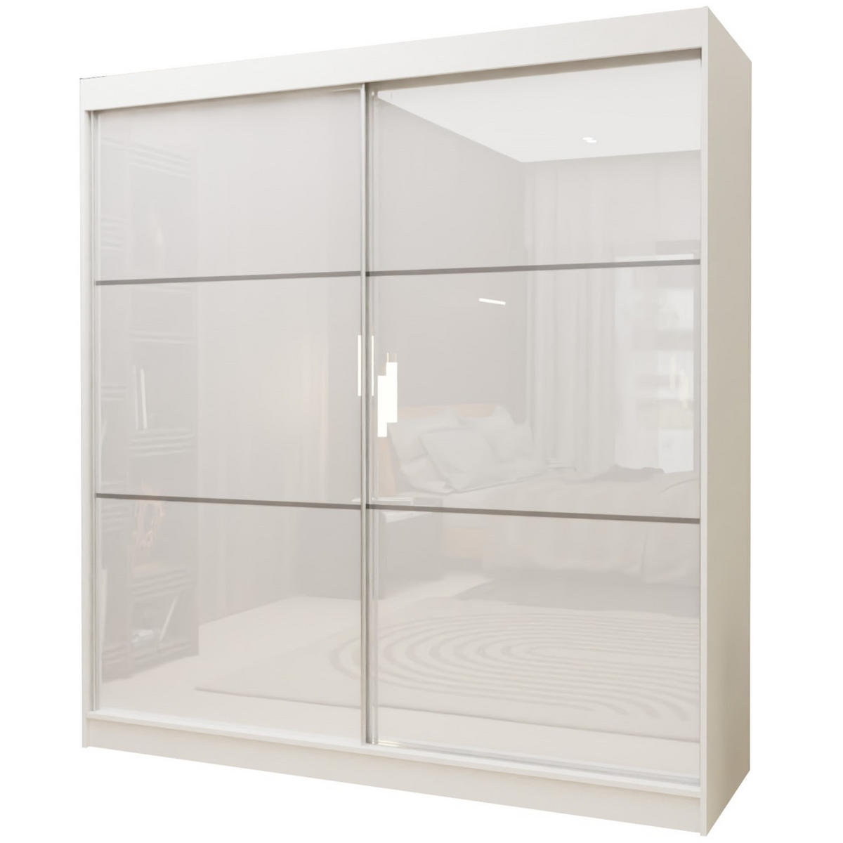 SCHWEBETÜRENSCHRANK VITALE 200/216/61 cm 2-türig Weiß - Weiß, Holzwerkstoff (200/216/61cm) - MASSENO