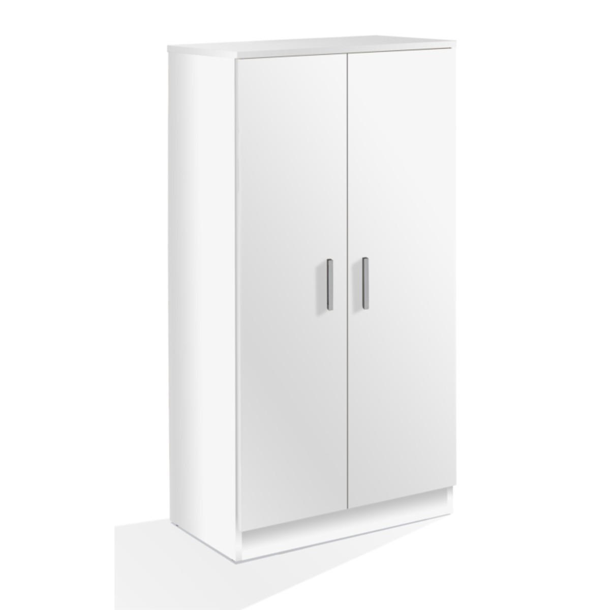 SCHUHSCHRANK 2 Türen (30 Paar) Zapateros - H108cm - Weiß, Holzwerkstoff (36/108/55cm) - Calicosy