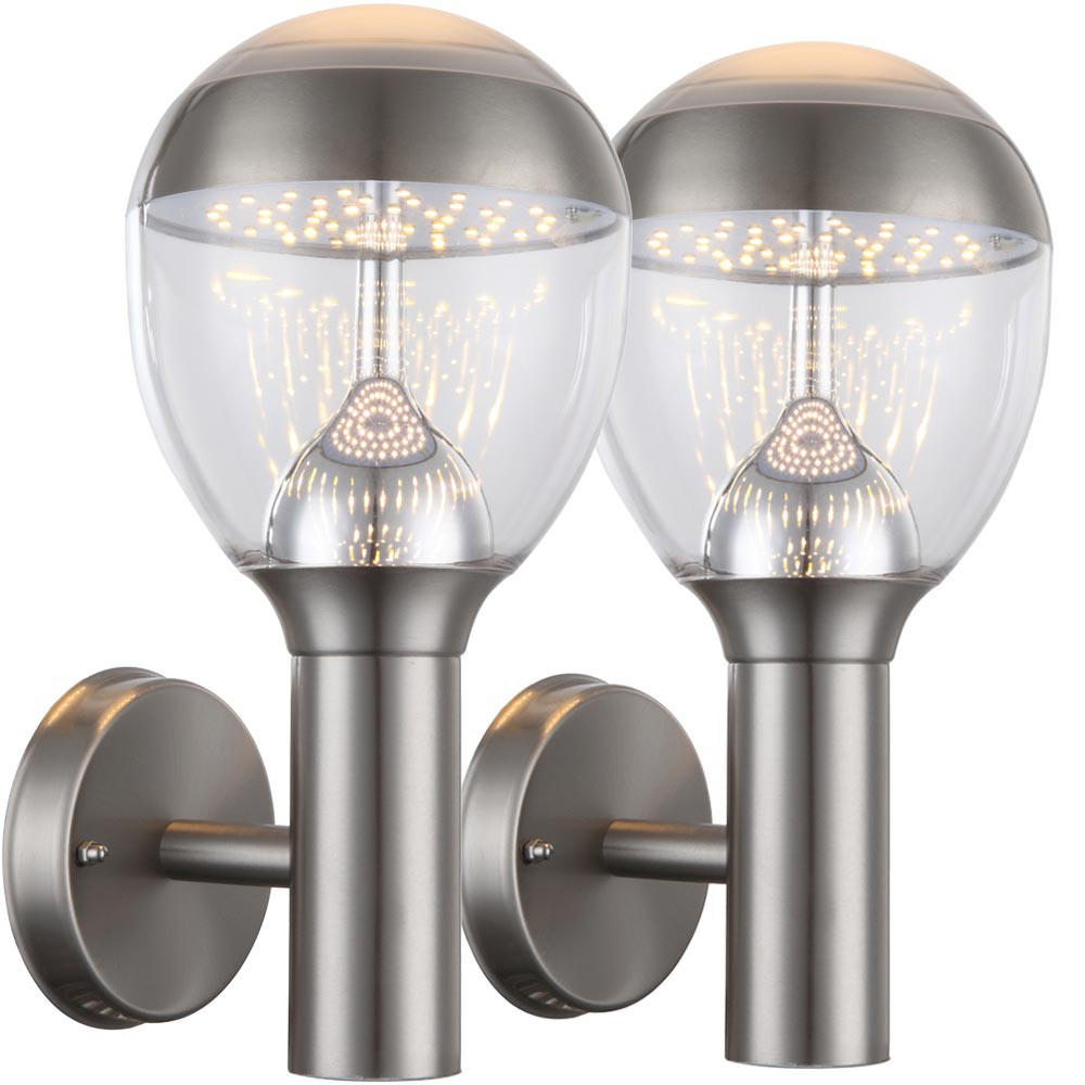 LED AUSSEN-WANDLEUCHTE Callisto Silber 2er Set - Silberfarben, Metall (17.3/31.7/17.3cm)