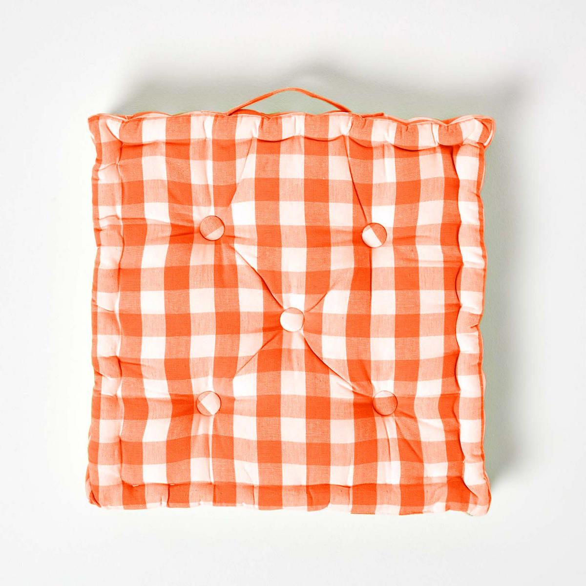 SITZKISSEN orange-weiß kariert 50/50/10 cm - Orange, Textil (50/50/10cm) - Homescapes