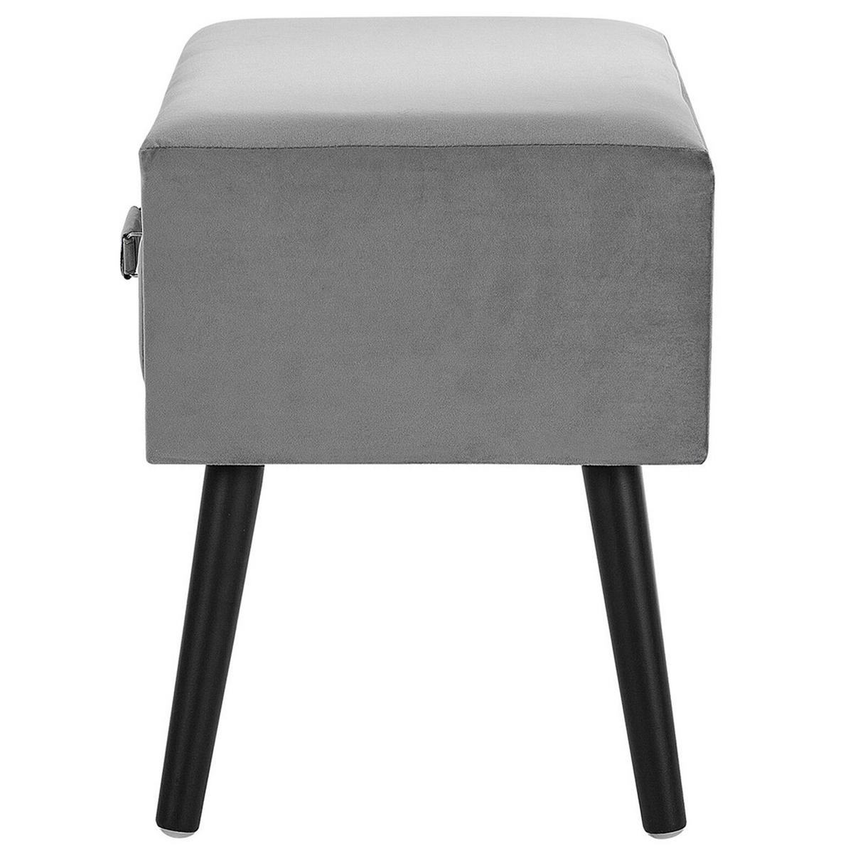 NACHTTISCH grau Samtstoff Eurostar - Schwarz/Grau, Textil (50/46/35cm) - Beliani