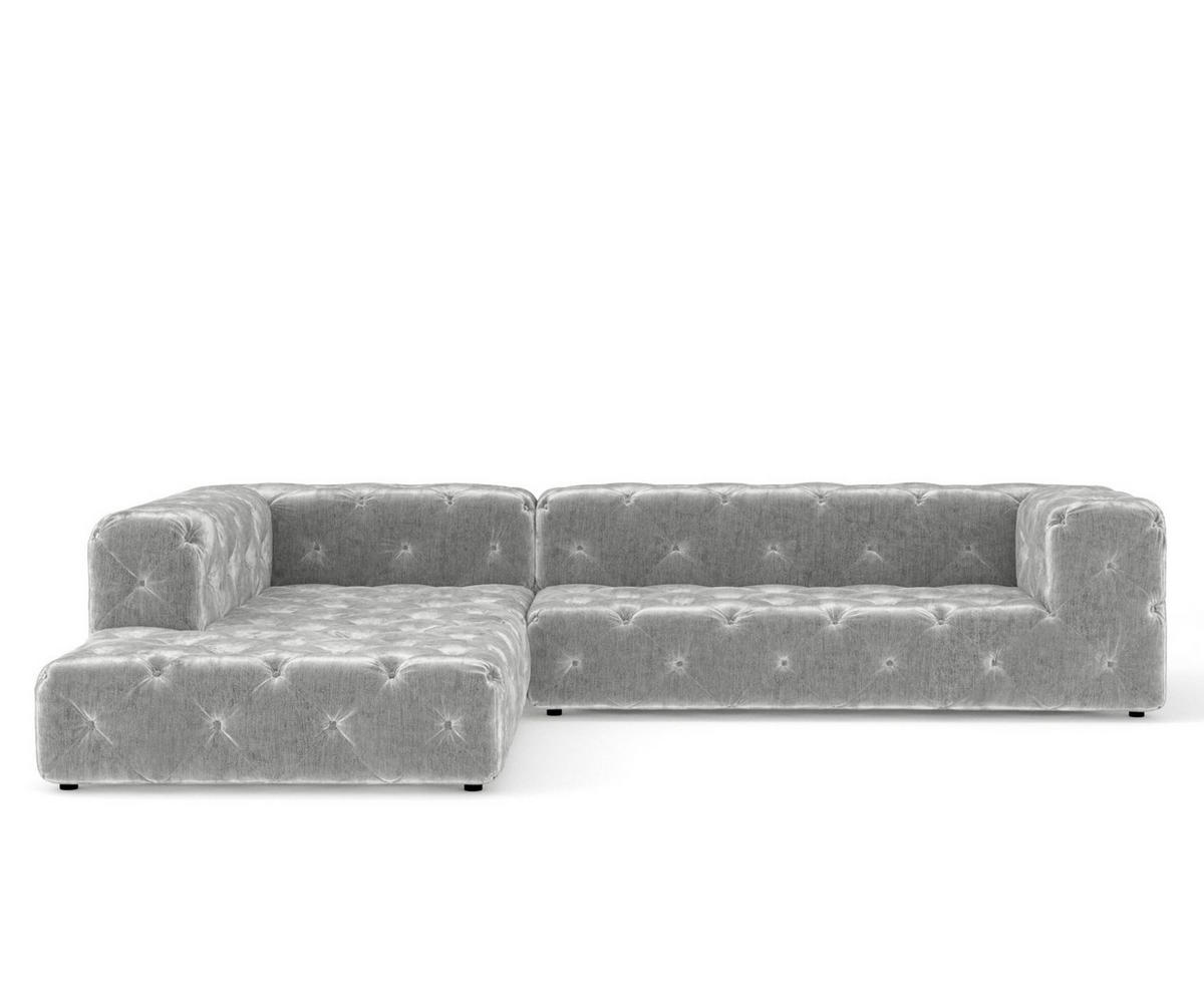 ECKSOFA Cosimo Hellgrau Chenille - Hellgrau/Schwarz, Holz/Holzwerkstoff (325/228cm) - Maison de Reve