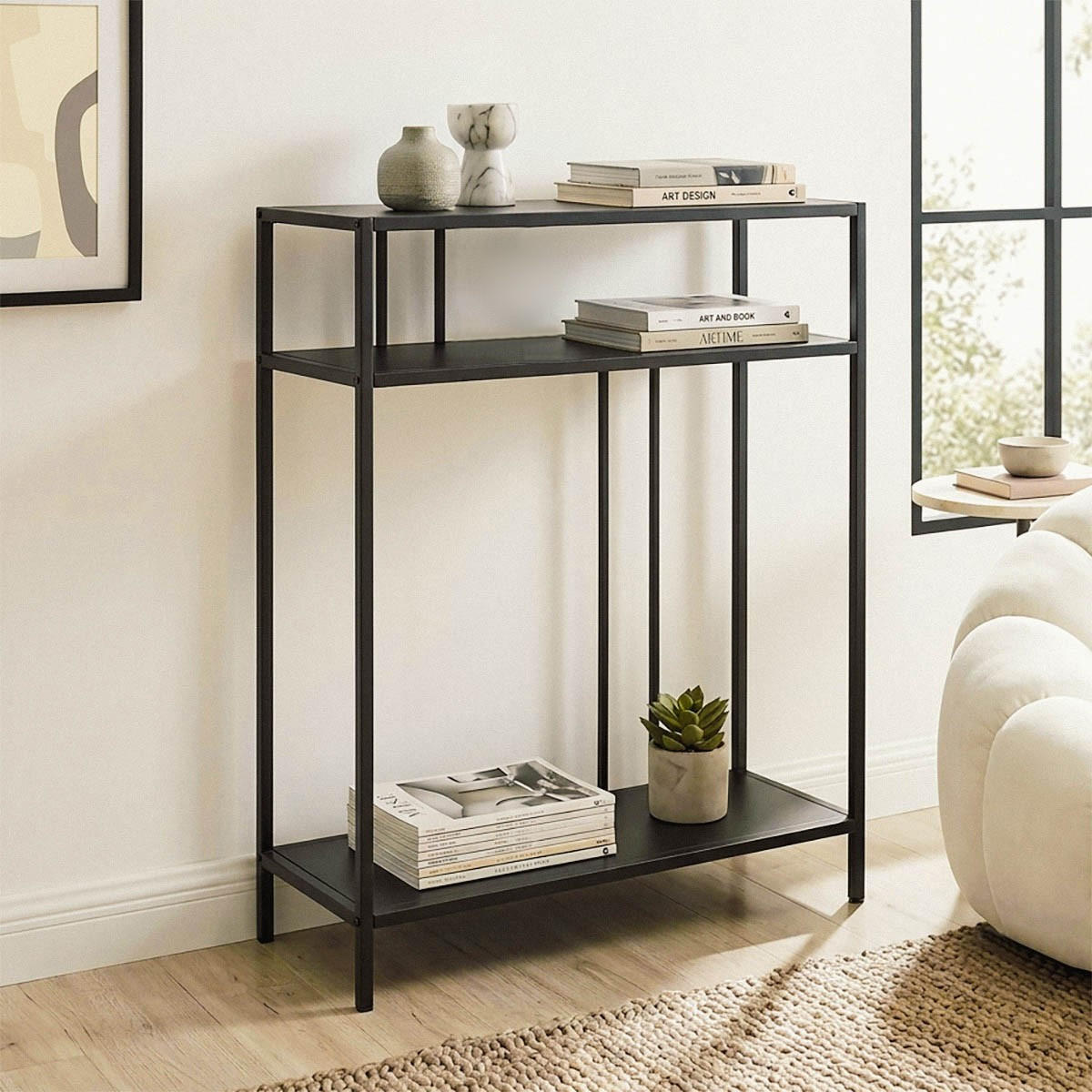 HÖGT konsolbord i svart metall, H90 cm - OLLI - Svart, Metall (35.5/30/90cm) - Calicosy