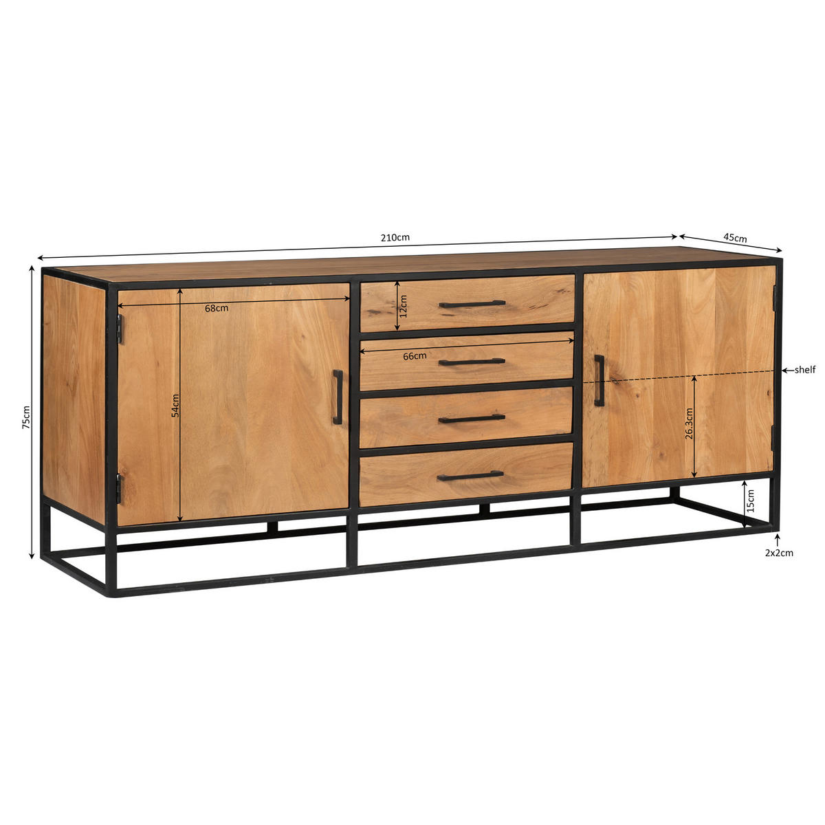 SIDEBOARD Denver Braun 45/210/75 cm - Braun, Holz (210/75/45cm) - Starfurn