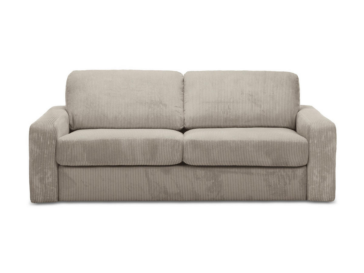 3-SITZER SOFA mit Schlaffunktion Cord Stoff Beige - Beige/Schwarz, Kunststoff/Textil (195/80/100cm) - LaMiaSofa