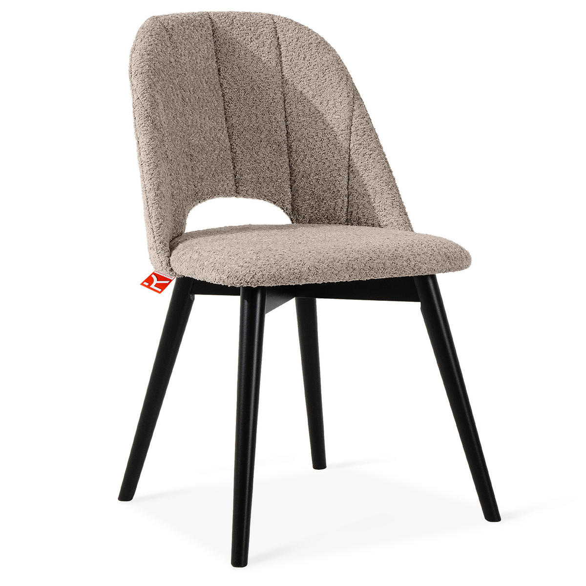 POLSTERSTUHL TINO Wohnzimmerstühl, 2-er Set, Bouclé - Beige/Schwarz, Holz/Textil (48/86/44cm) - KONSIMO®