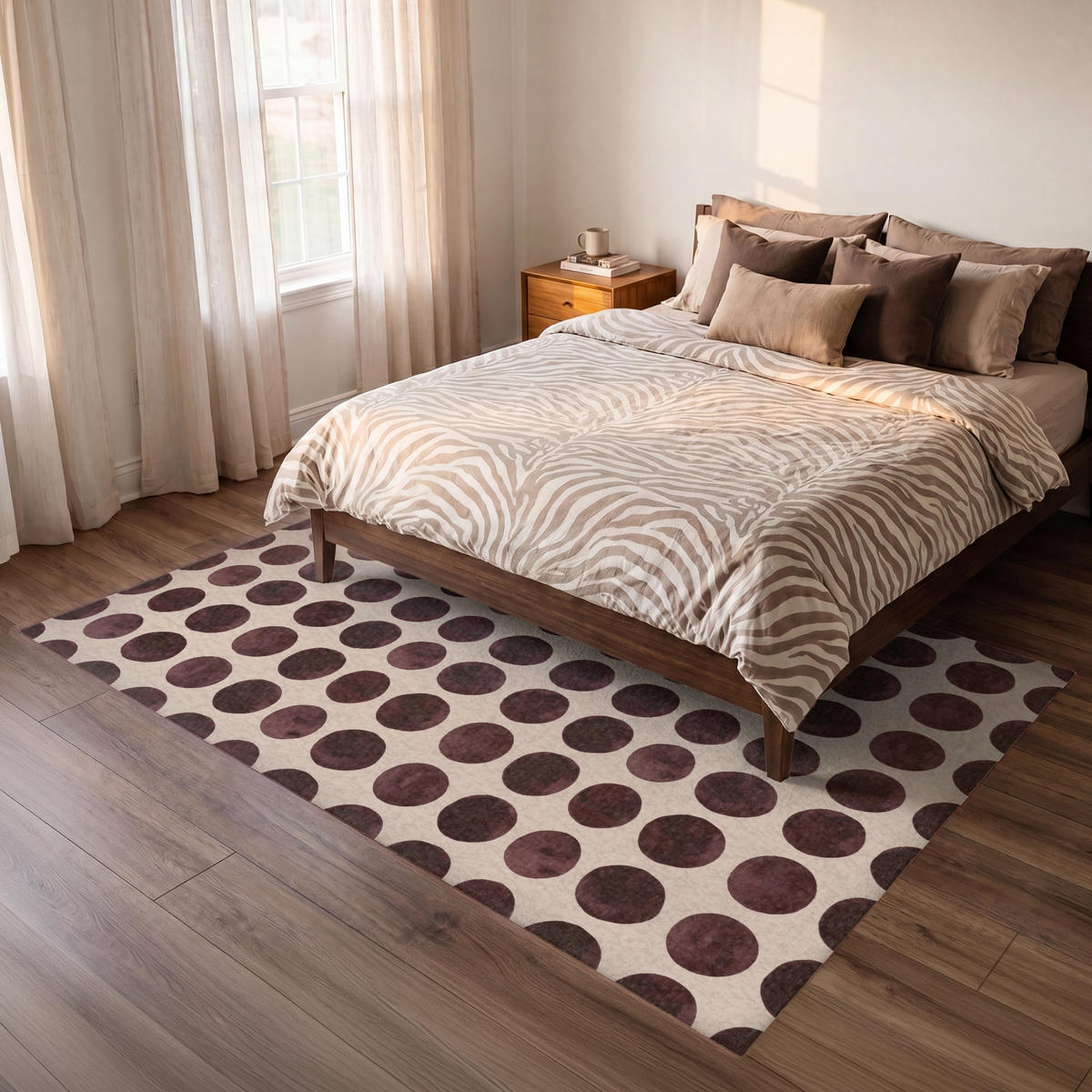 KOBERCE - Bodky - Vzor - Hnedý - 230x150 cm - tmavohnedá, textil/plast (230/0.4cm) - OnlyWow