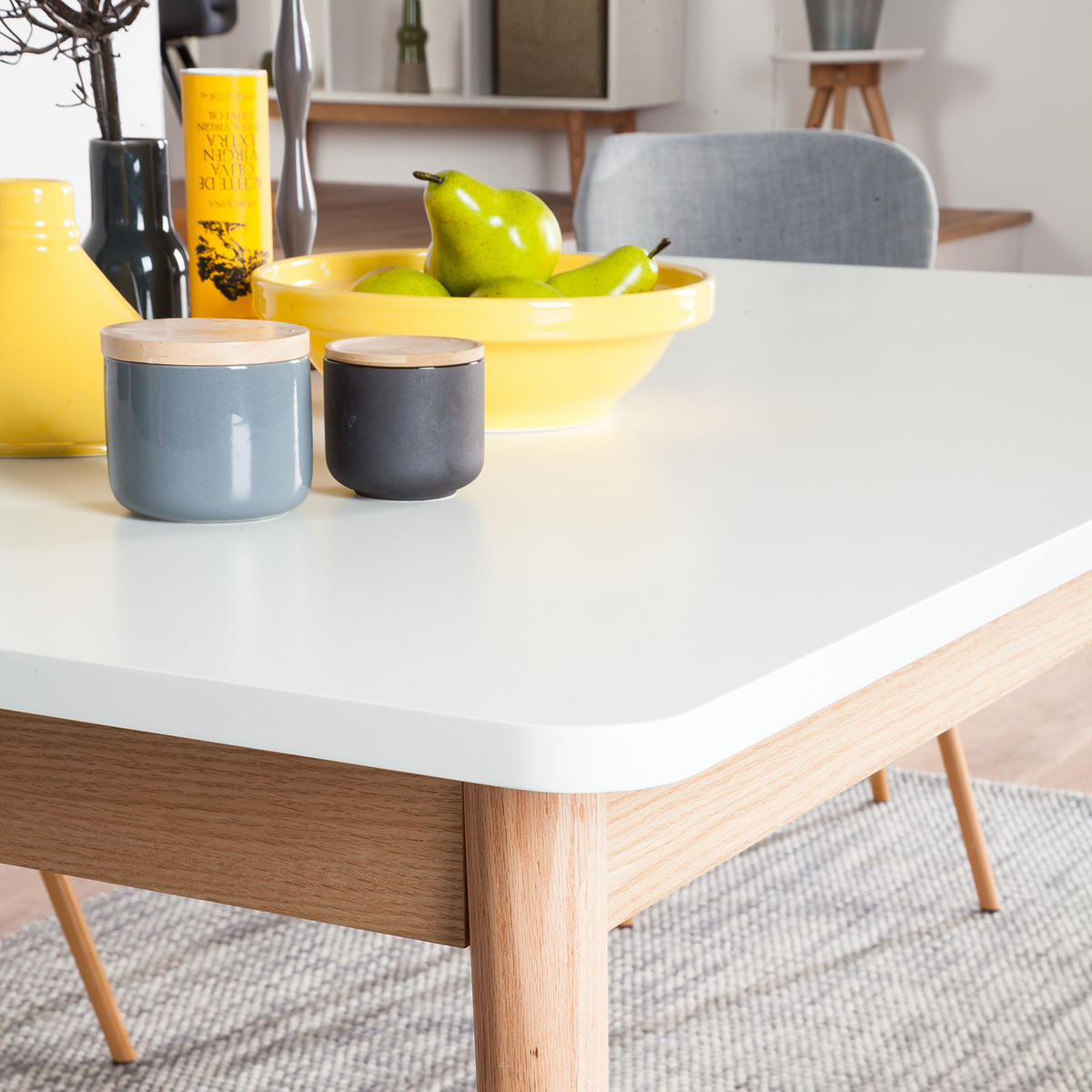 ESSTISCH mit Ausziehfunktion - Eiche teilmassiv - Weiß, Holzwerkstoff (90/160/77cm) - home24