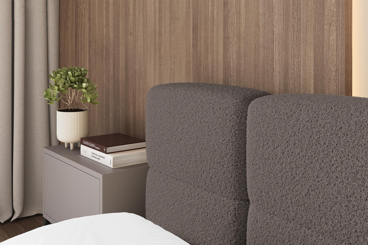 POLSTERBETT mit Bettkasten und Lattenrost, Bett mit Matratze H3/H4, Kopfteil, Boxbett, Doppelbett mit Stauraum - NATA-v1 160x200 Braun - Braun, Holzwerkstoff/Textil (160/200cm) - ALTDECOR