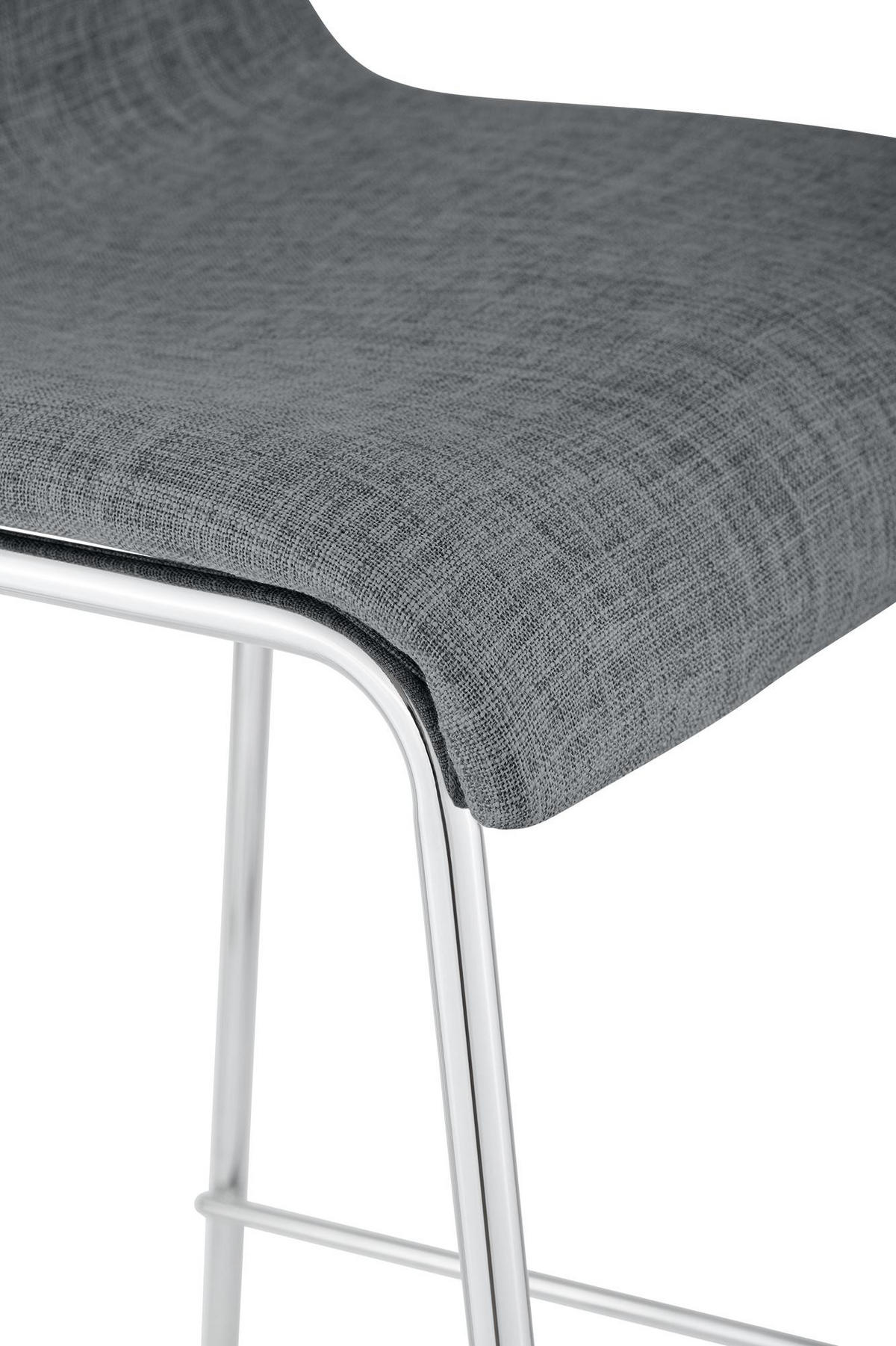 BARHOCKER Stoff Hellgrau - Chromfarben/Hellgrau, Textil/Metall (43/100/48cm) - CLP