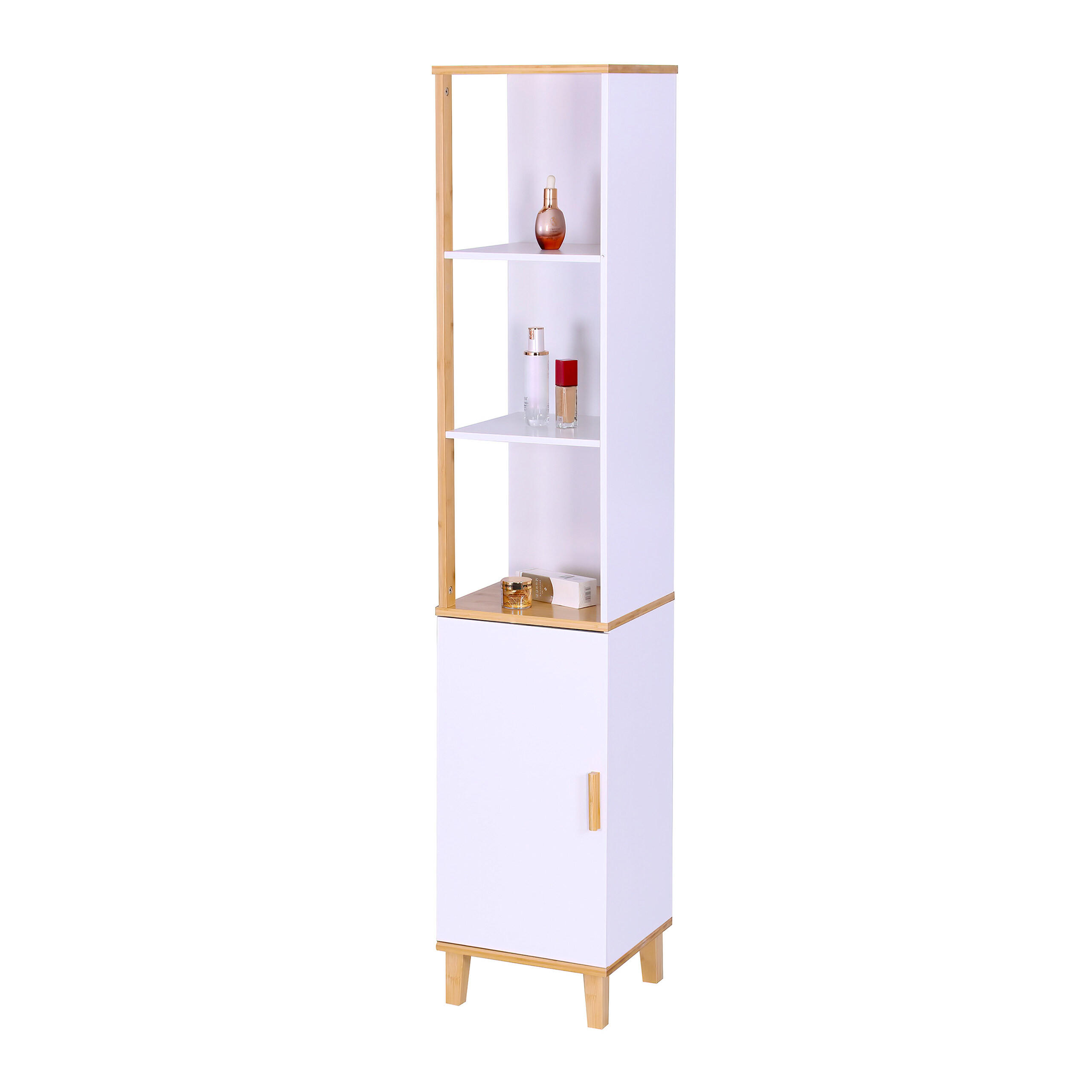 BADRUMSSK&Aring;P Vit Natur bambu MDF 1 d&ouml;rr 169 cm 169/33/31 cm