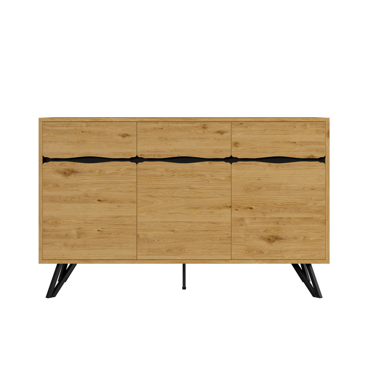 SIDEBOARD Eiche Nachbildung mit 4 Türen und Stabilem Gestell - Eichefarben, Holzwerkstoff/Metall (140/75.5/40cm) - Urban Meuble