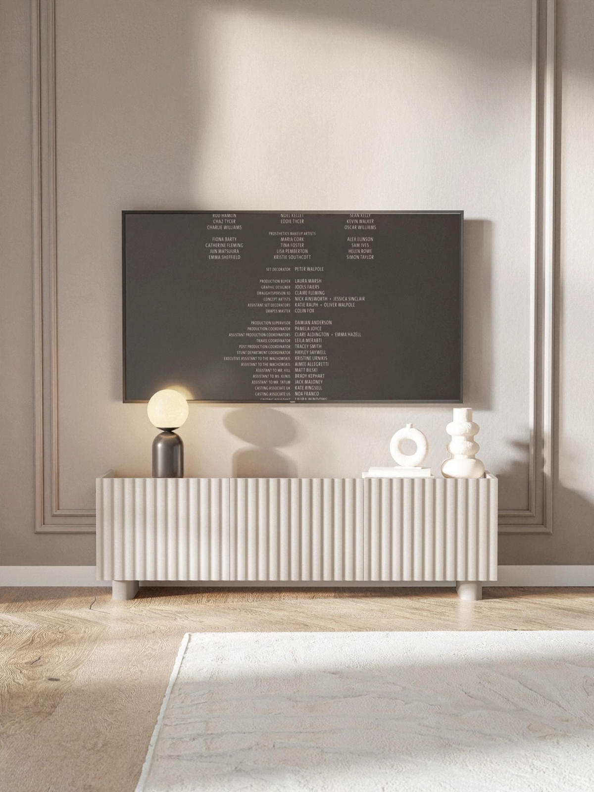 TV stolík Fiorra sivobéžový 144/49/39 cm - kašmírová, kompozitné drevo (144/49/38.3cm) - Selsey