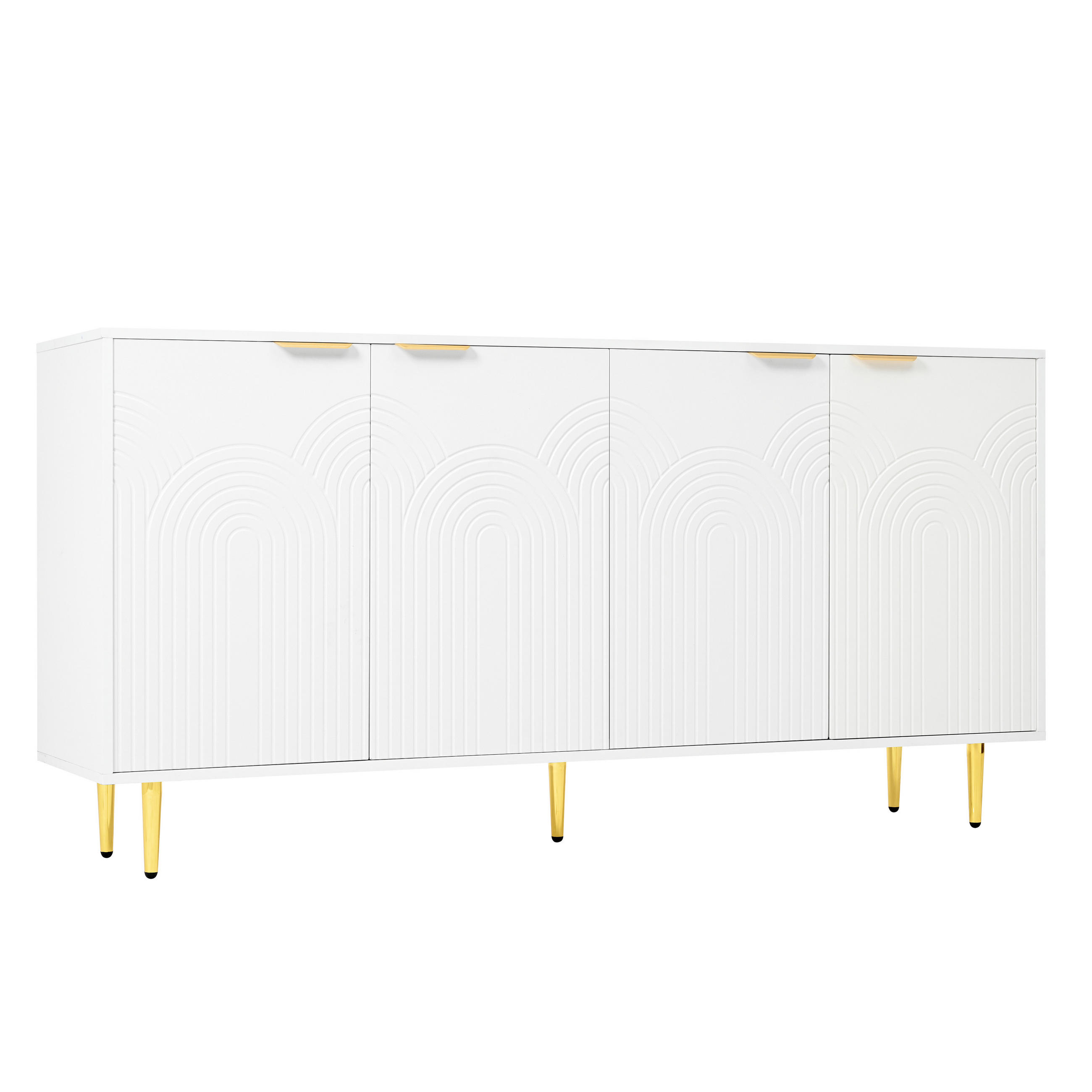SIDEBOARD Modern mit Strukturfront, 160/40*80cm - Weiß, Holzwerkstoff (160/80/40cm) - Urban Meuble