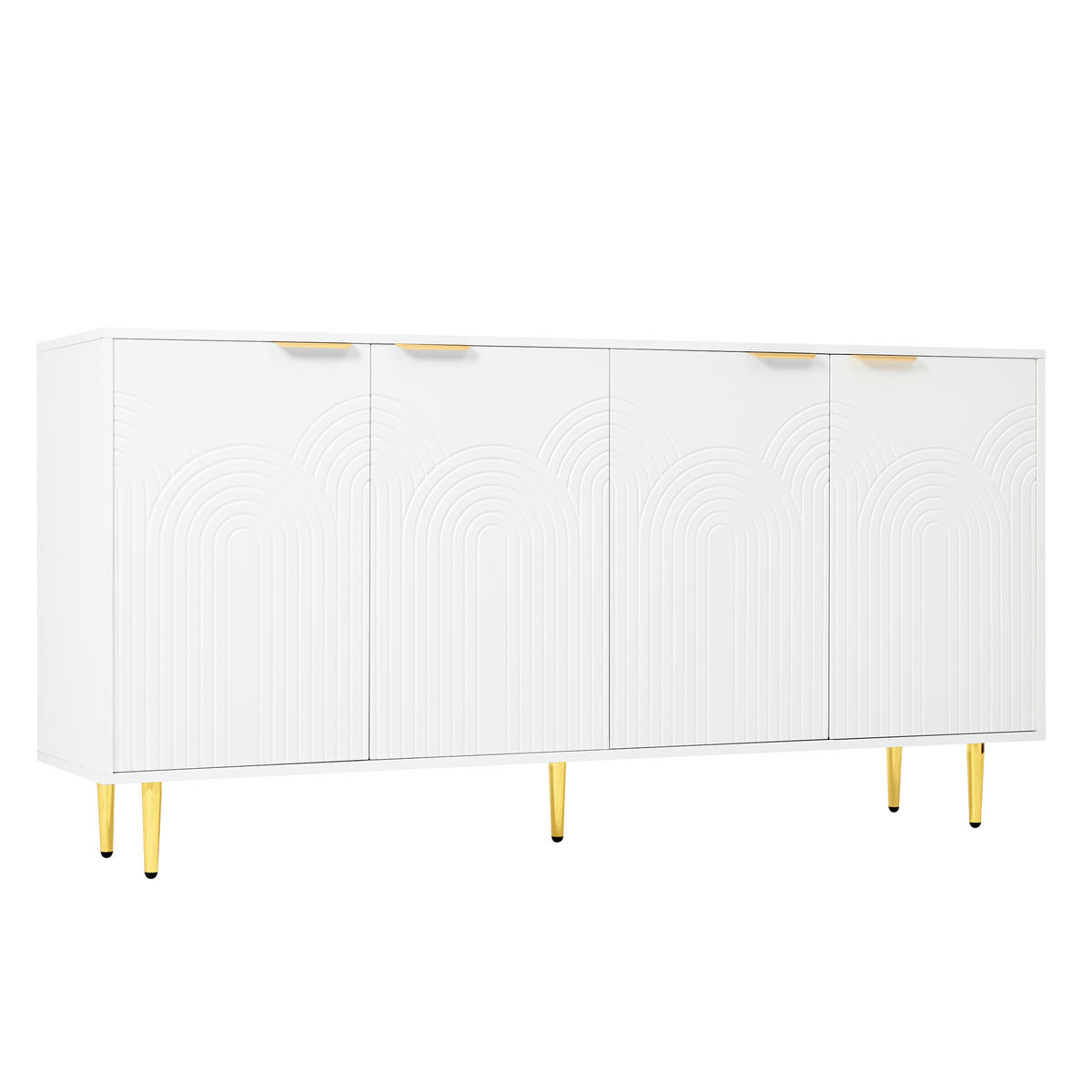 SIDEBOARD Modern mit Strukturfront, 160/40*80cm - Weiß, Holzwerkstoff (160/80/40cm) - Urban Meuble
