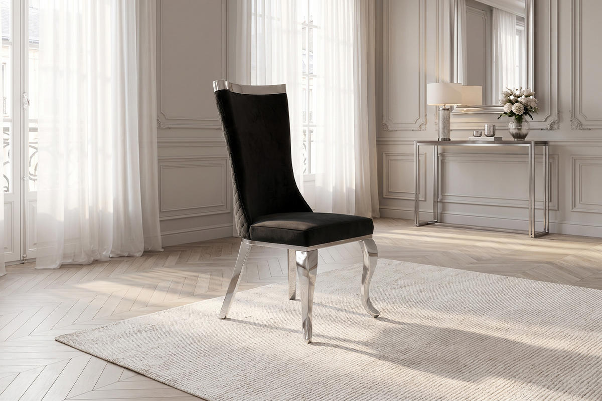 ESSZIMMERSTUHL SELENA Schwarz Velvet (1er-Set) - Schwarz, Textil (54/109/64cm) - KAWOLA