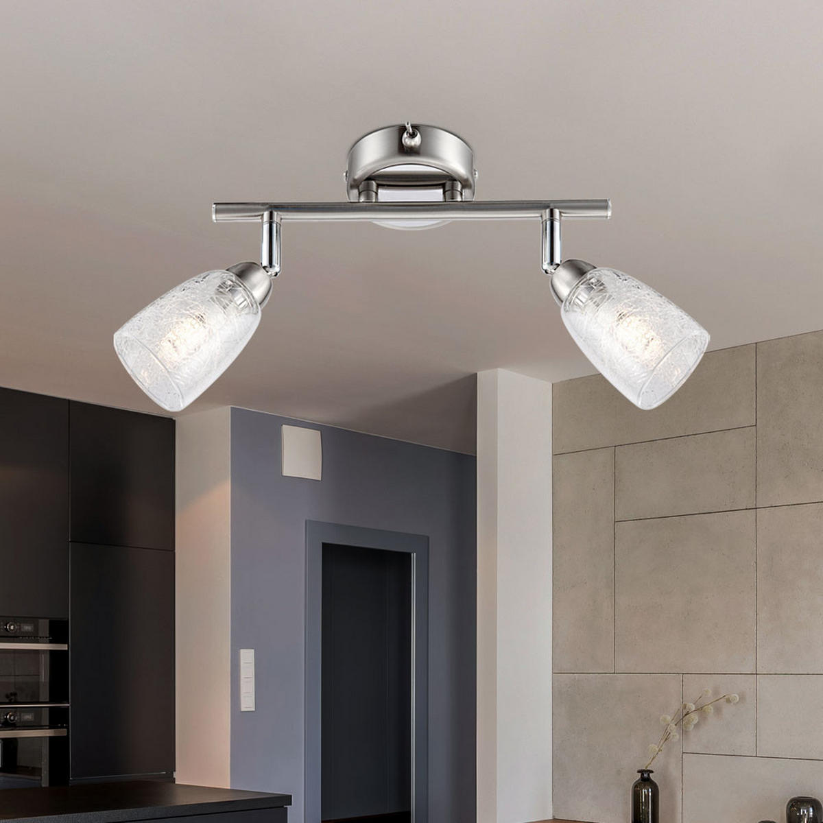 LED DECKENLEUCHTE CRASH Silber Chrom - Silberfarben, Glas (25/6/11cm) - Globo Lighting