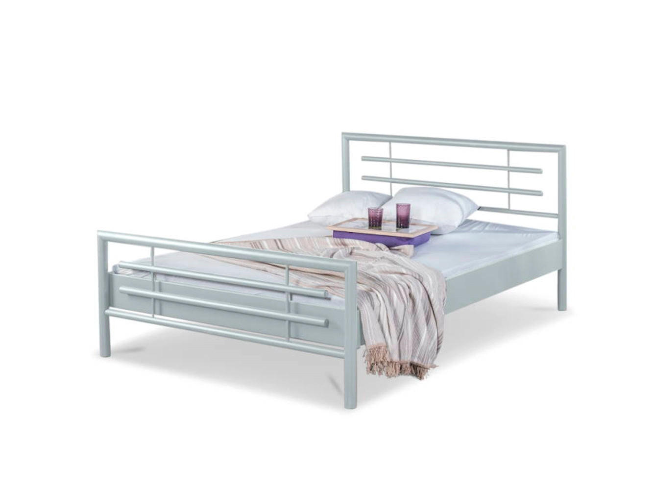 METALLBETT Lola / 120 x 200 cm / silberfarben - Silberfarben, Metall (120/200cm) - BED BOX