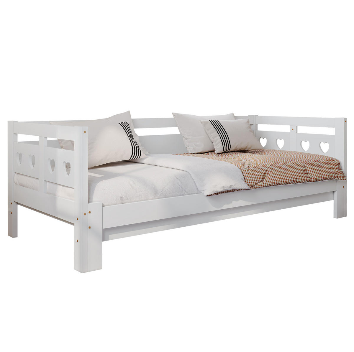 TAGESBETT 90/190 cm Weiß aus Kiefer massiv mit 2 Schlafgelegenheit - Weiß, Holzwerkstoff (90/190cm) - OKWISH