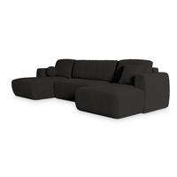 WOHNLANDSCHAFT SENTUM P Schwarz Kordstoff mit Schlaffunktion - Schwarz, Holz (330/90/148cm) - MASSENO