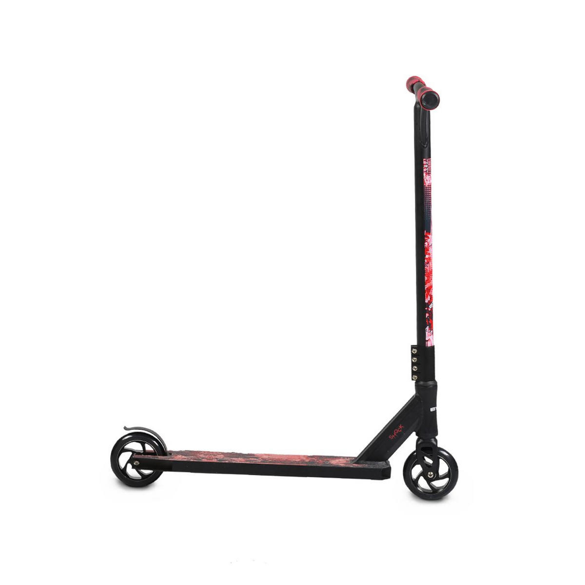 KINDERROLLER Shock rot Aluminium PU Räder, ABEC-9, Hinterradbremse, Stoßdämpfer - Rot, Metall (68/52/82cm)