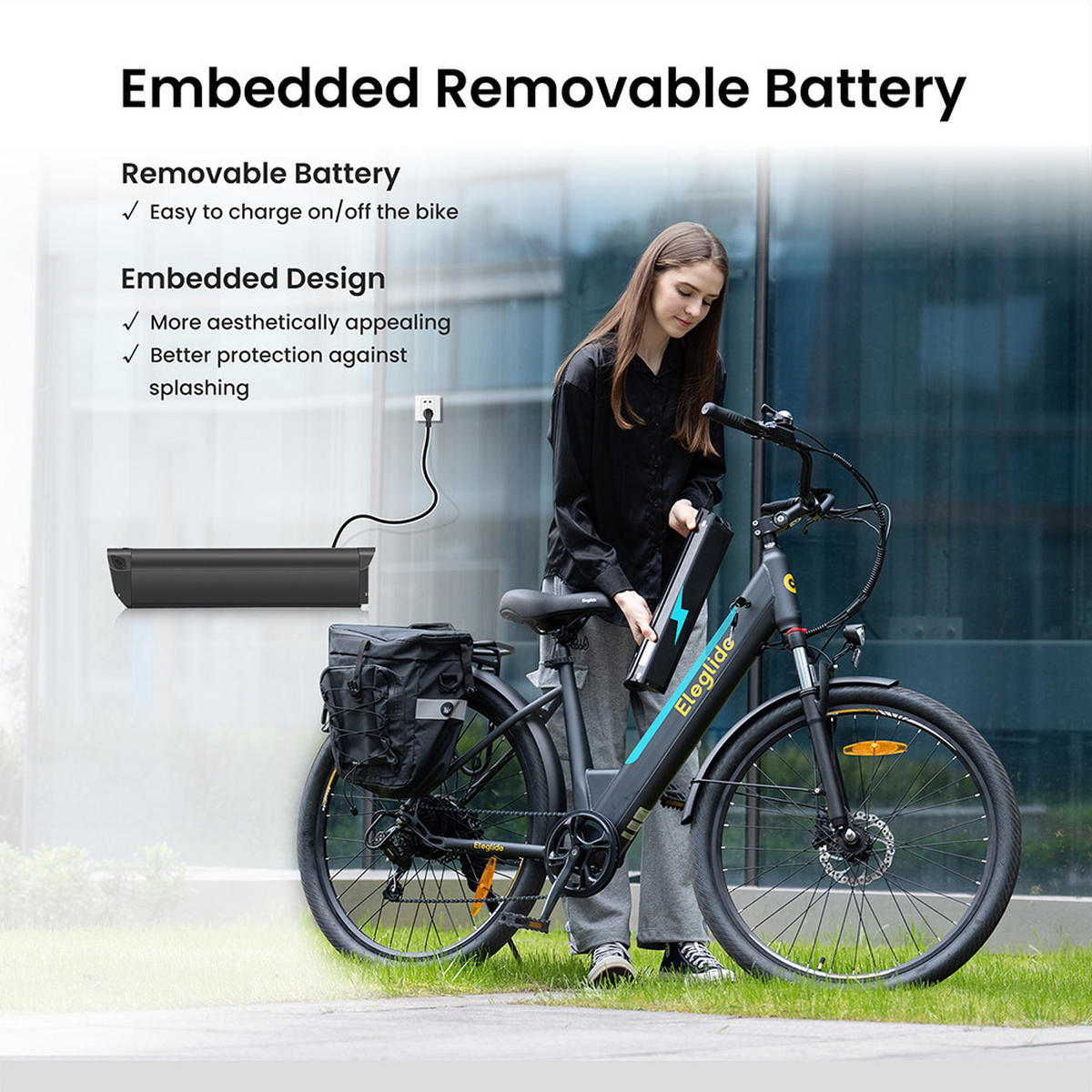 E-BIKE Eleglide T2 – Upgrade mit Sicherheitsdesign und starker Leistung - Dunkelgrau, Metall (83cm)