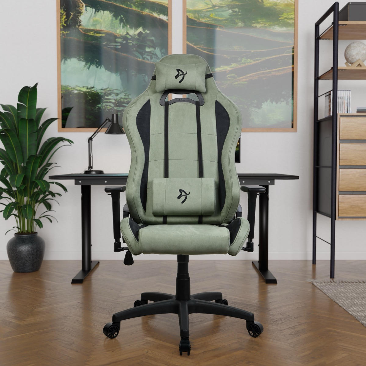 GAMINGSTUHL Torretta Supersoft™ Waldgrün - Waldgrün/Schwarz, Kunststoff/Textil (70/135/50cm) - Arozzi