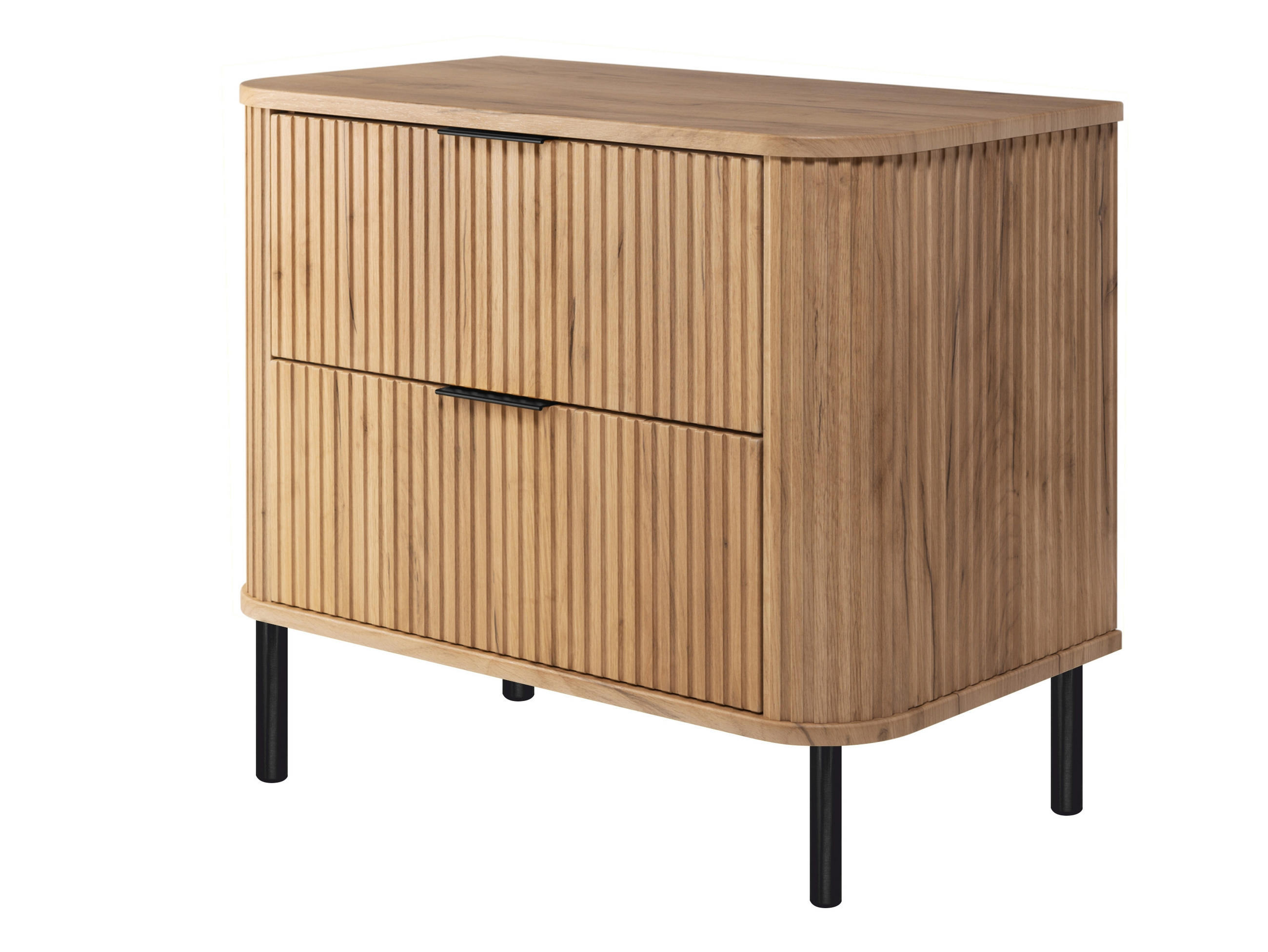 BADEZIMMERSCHRANK : Farbe Eiche Craft, Griff schwarz, Füße schwarz, 80 x 41,5 x 66,7 cm - Eichefarben/Schwarz, Holzwerkstoff (80/66.7/41.5cm) - 3XE LIVING