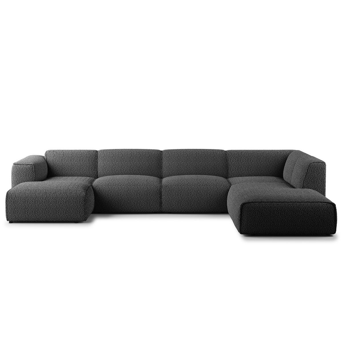 WOHNLANDSCHAFT mit Longchair - Anthrazit/Schwarz, Kunststoff/Textil (325/71/235cm) - home24