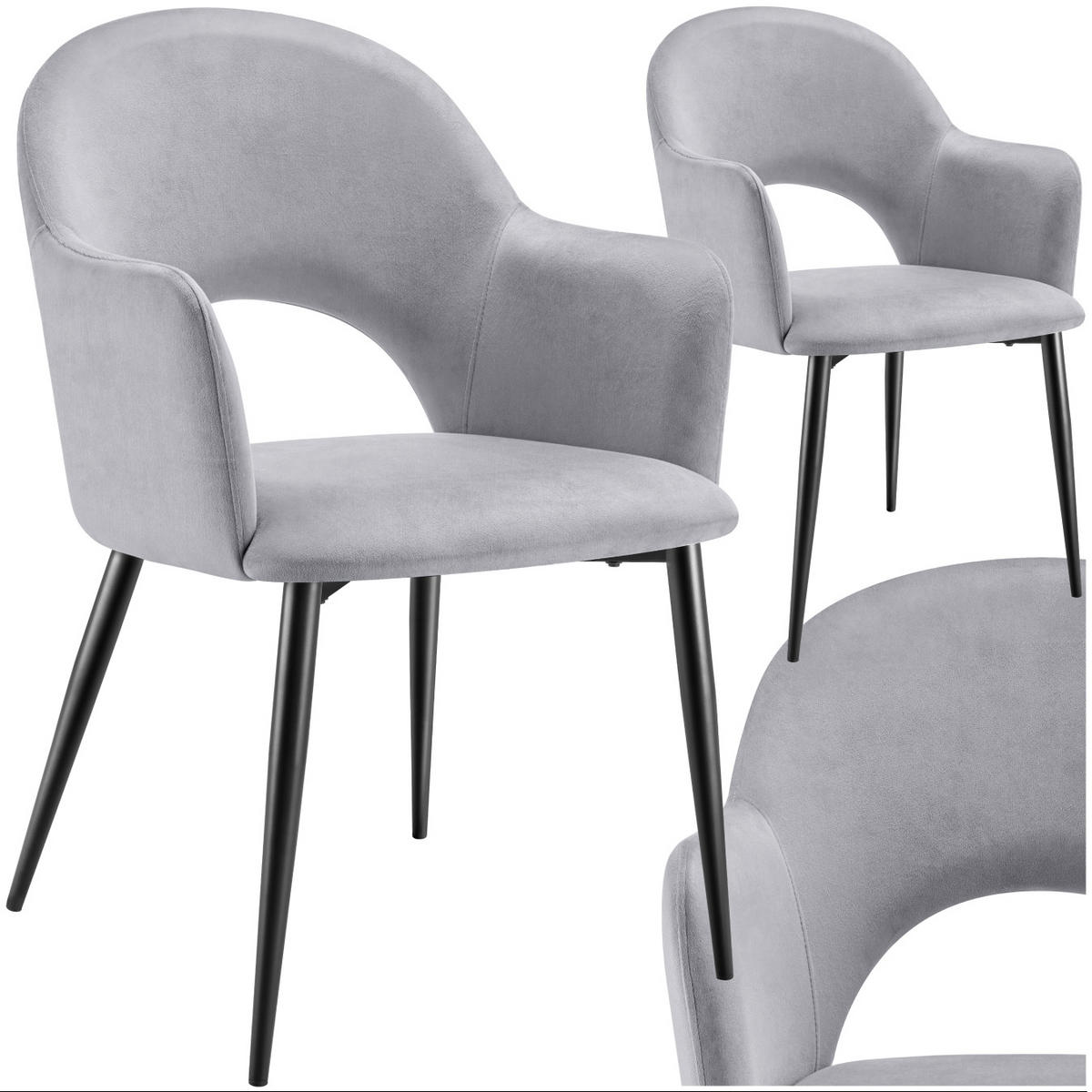 ARMLEHNSTUHL 2er Set Sachel 57 x 61 5 x 87 5 cm hellgrau - Hellgrau, Kunststoff (57/87.5/61.5cm) - tectake
