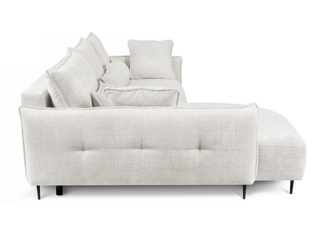 ECKSOFA Oblivio Cremeweiß Chenille - Creme/Schwarz, Textil/Metall (285/200cm) - Selsey