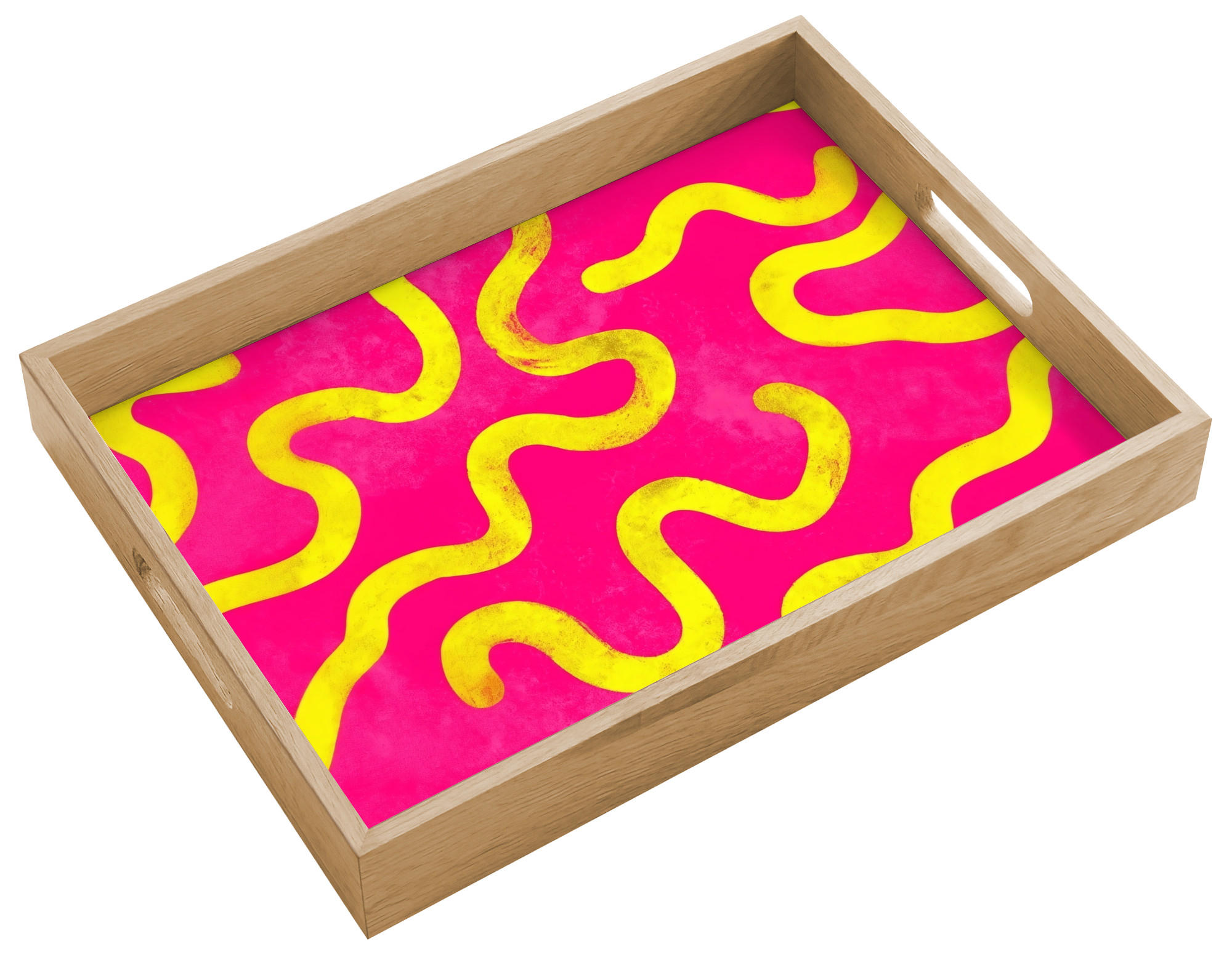 PODNOS Línia - žltá - abstraktná 40x30 cm - pink, drevo (40/5/5cm) - OnlyWow